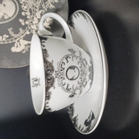 Spooky victorian porcelain coffee cup & saucer set goth gothic Plasticland - Picture 2 of 6